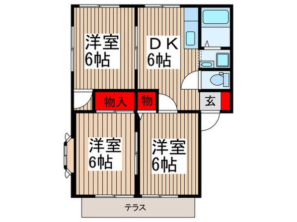 サンライフ若狭Bの物件間取画像